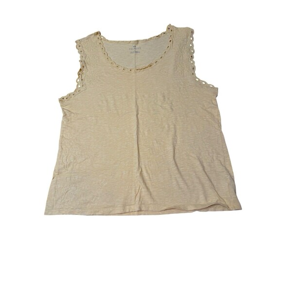 Talbots Cotton Yellow/Gold Tank Top Embellished with Embroidery Size Large EUC - Picture 1 of 4